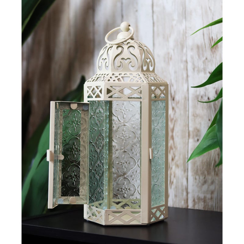 Vela Lanterns فوانيس فيلا 10.5" كريمة مغربية حاملة شموع زخرفية مصباح لحامل الطاولة أو التعليق، زينة رمضان، ديكور داخلي للمنزل، فناء خارجي أو شرفة، حفلات الزفاف، متوسطة - Image 2